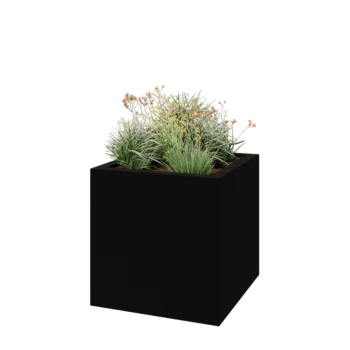 Poliester Korito za rože - Kvadrat - 100 x 100 x 100 cm - RAL9005 mat (črna) - Z dnom