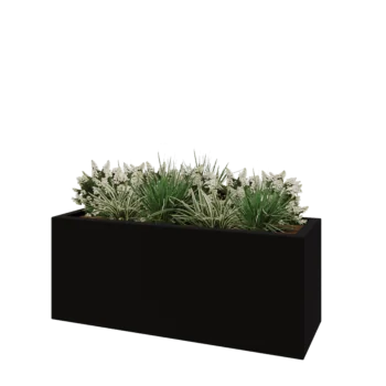 Poliester Korito za rože - Pravokotnik - 150 x 50 x 60 cm - RAL9005 mat (črna) - Z dnom