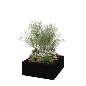 Poliester Korito za rože - Kvadrat - 100 x 100 x 40 cm - RAL9005 mat (črna) - Z dnom