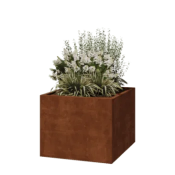 Corten jekleno korito za rože - Kvadrat - 100 x 100 x 80 cm - Varjeno - Brez dnoplošče