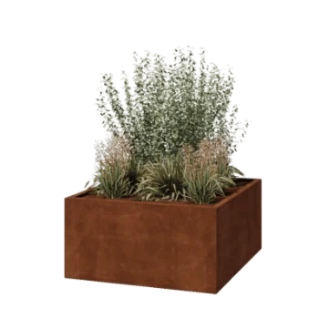 Corten jekleno korito za rože - Kvadrat - 120 x 120 x 60 cm - Varjeno - Brez dnoplošče