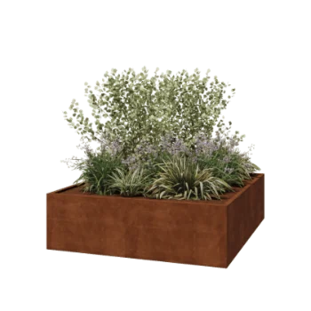 Corten jekleno korito za rože - Kvadrat - 200 x 200 x 60 cm - Varjeno - Brez dnoplošče