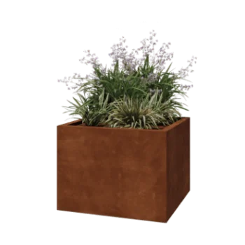 Corten jekleno korito za rože - Kvadrat - 80 x 80 x 60 cm - Varjeno - Z dnoploščo
