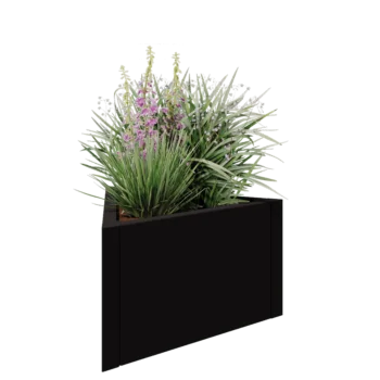 Jekleno korito za rože - Trikotnik enakostraničen - 70,6 x 61 x 40 cm - RAL9005 mat (črna) - Brez dnoplošče