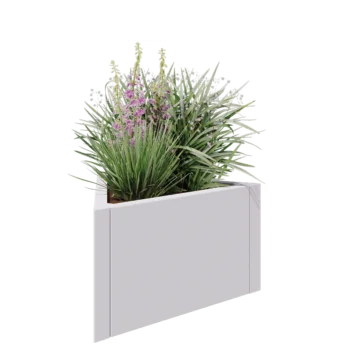 Jekleno korito za rože - Trikotnik enakostraničen - 70,6 x 61 x 40 cm - RAL9010 mat (bela) - Brez dnoplošče