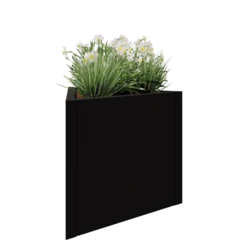 Jekleno korito za rože - Trikotnik enakostraničen - 70,6 x 61 x 60 cm - RAL9005 mat (črna) - Brez dnoplošče