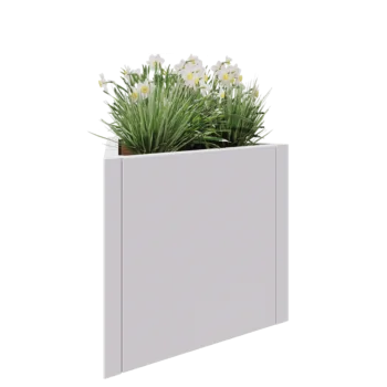 Jekleno korito za rože - Trikotnik enakostraničen - 70,6 x 61 x 60 cm - RAL9010 mat (bela) - Brez dnoplošče