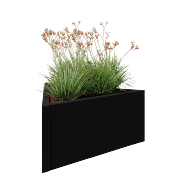 Jekleno korito za rože - Trikotnik enakostraničen - 90,6 x 78,3 x 40 cm - RAL9005 mat (črna) - Brez dnoplošče