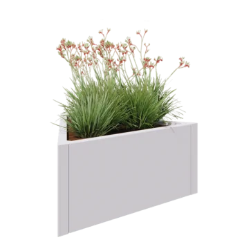 Jekleno korito za rože - Trikotnik enakostraničen - 90,6 x 78,3 x 40 cm - RAL9010 mat (bela) - Brez dnoplošče