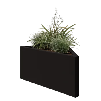 Jekleno korito za rože - Trikotnik neenakostraničen - 83,9 x 46,4 x 40 cm - RAL9005 mat (črna) - Brez dnoplošče