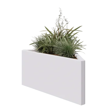 Jekleno korito za rože - Trikotnik neenakostraničen - 83,9 x 46,4 x 40 cm - RAL9010 mat (bela) - Brez dnoplošče