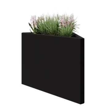 Jekleno korito za rože - Trikotnik neenakostraničen - 83,9 x 46,4 x 60 cm - RAL9005 mat (črna) - Brez dnoplošče