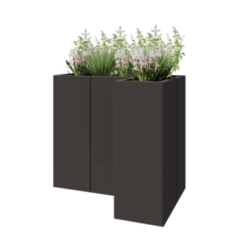 Jekleno korito za rože - L-oblikа - 90 x 60 x 80 cm - RAL7016 mat (antracitno siva) - Brez dnoplošče
