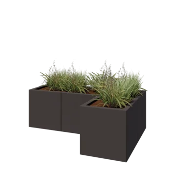 Jekleno korito za rože - L-oblikа - 120 x 80 x 40 cm - Druga RAL barva - Z dnoploščo