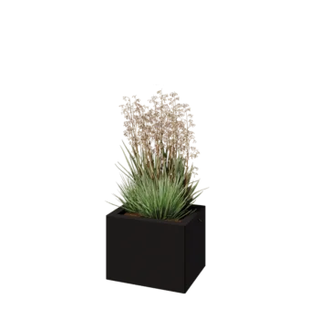 Jekleno korito za rože - Pravokotnik - 40 x 30 x 30 cm - RAL9005 mat (črna) - Z dnoploščo