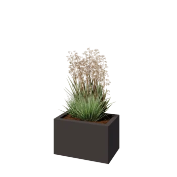 Jekleno korito za rože - Pravokotnik - 50 x 30 x 30 cm - RAL7016 mat (antracitno siva) - Z dnoploščo