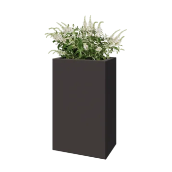 Jekleno korito za rože - Pravokotnik - 50 x 30 x 80 cm - RAL7016 mat (antracitno siva) - Z dnoploščo