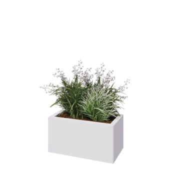 Jekleno korito za rože - Pravokotnik - 60 x 30 x 30 cm - RAL9010 mat (bela) - Z dnoploščo