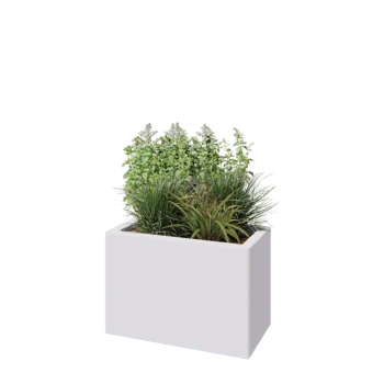 Jekleno korito za rože - Pravokotnik - 60 x 30 x 40 cm - RAL9010 mat (bela) - Z dnoploščo