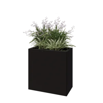 Jekleno korito za rože - Pravokotnik - 60 x 30 x 60 cm - RAL9005 mat (črna) - Z dnoploščo