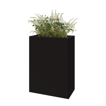 Jekleno korito za rože - Pravokotnik - 60 x 30 x 80 cm - RAL9005 mat (črna) - Z dnoploščo