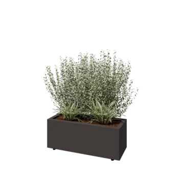 Jekleno korito za rože - Pravokotnik - 80 x 30 x 30 cm - Druga RAL barva - Z dnoploščo - Z nogami
