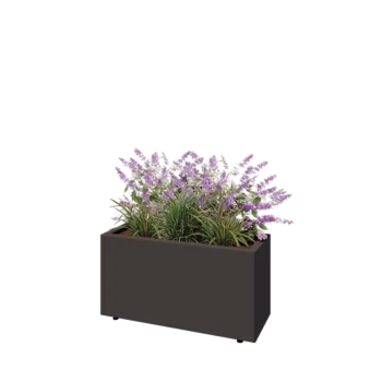 Jekleno korito za rože - Pravokotnik - 80 x 30 x 40 cm - Druga RAL barva - Z dnoploščo - Z nogami