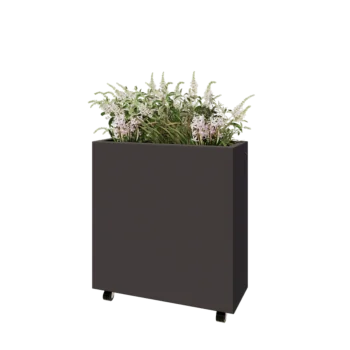 Jekleno korito za rože - Pravokotnik - 80 x 30 x 80 cm - Druga RAL barva - Z dnoploščo - S kolesi