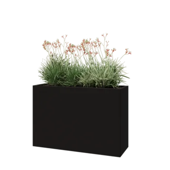 Jekleno korito za rože - Pravokotnik - 120 x 40 x 80 cm - RAL9005 mat (črna) - Z dnoploščo