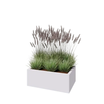 Jekleno korito za rože - Pravokotnik - 80 x 50 x 30 cm - RAL9010 mat (bela) - Brez dnoplošče