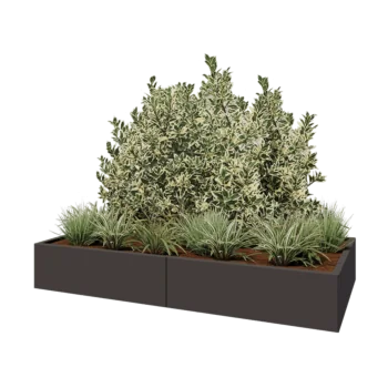 Jekleno korito za rože XXL - Pravokotnik - 200 x 100 x 30 cm - Druga RAL barva - Z dnoploščo