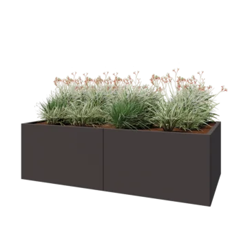 Jekleno korito za rože XXL - Pravokotnik - 200 x 100 x 60 cm - Druga RAL barva - Z dnoploščo