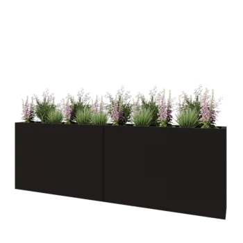 Jekleno korito za rože XXL - Pravokotnik - 240 x 30 x 80 cm - RAL9005 mat (črna) - Brez dnoplošče