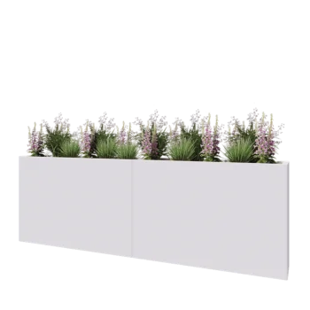 Jekleno korito za rože XXL - Pravokotnik - 240 x 30 x 80 cm - RAL9010 mat (bela) - Z dnoploščo