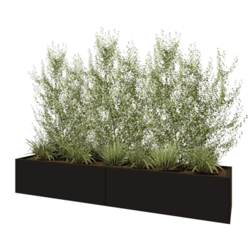 Jekleno korito za rože XXL - Pravokotnik - 240 x 50 x 40 cm - RAL9005 mat (črna) - Z dnoploščo