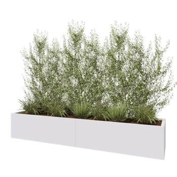 Jekleno korito za rože XXL - Pravokotnik - 240 x 50 x 40 cm - RAL9010 mat (bela) - Z dnoploščo