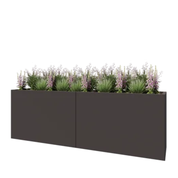 Jekleno korito za rože XXL - Pravokotnik - 240 x 50 x 80 cm - RAL7016 mat (antracitno siva) - Z dnoploščo