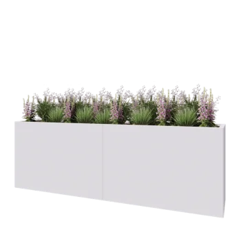 Jekleno korito za rože XXL - Pravokotnik - 240 x 50 x 80 cm - RAL9010 mat (bela) - Brez dnoplošče