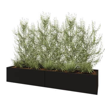 Jekleno korito za rože XXL - Pravokotnik - 240 x 60 x 40 cm - RAL9005 mat (črna) - Z dnoploščo