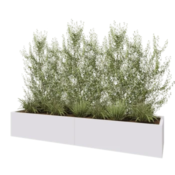 Jekleno korito za rože XXL - Pravokotnik - 240 x 60 x 40 cm - RAL9010 mat (bela) - Z dnoploščo
