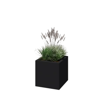 Poliester Korito za rože - Kvadrat - 40 x 40 x 40 cm - RAL7021 mat (črno-siva) - Z dnom
