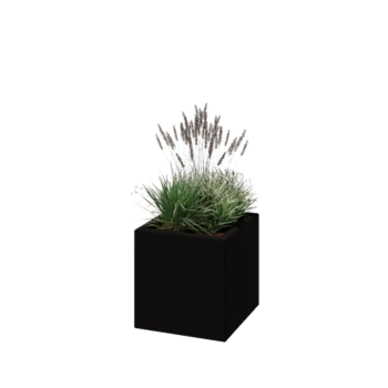 Poliester Korito za rože - Kvadrat - 40 x 40 x 40 cm - RAL9005 mat (črna) - Z dnom