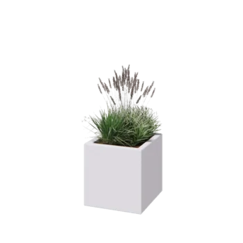 Poliester Korito za rože - Kvadrat - 40 x 40 x 40 cm - RAL9010 mat (bela) - Z dnom