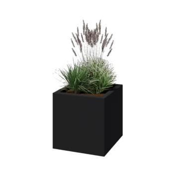 Poliester Korito za rože - Kvadrat - 50 x 50 x 50 cm - RAL7021 mat (črno-siva) - Z dnom