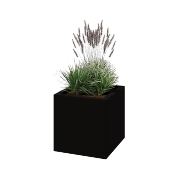 Poliester Korito za rože - Kvadrat - 50 x 50 x 50 cm - RAL9005 mat (črna) - Z dnom
