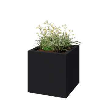 Poliester Korito za rože - Kvadrat - 60 x 60 x 60 cm - RAL7021 mat (črno-siva) - Z dnom