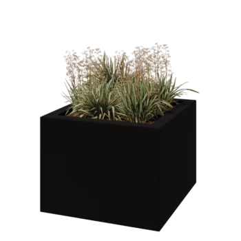 Poliester Korito za rože - Kvadrat - 80 x 80 x 60 cm - RAL9005 mat (črna) - Z dnom