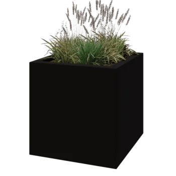 Poliester Korito za rože - Kvadrat - 80 x 80 x 80 cm - RAL9005 mat (črna) - Z dnom