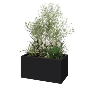 Poliester Korito za rože - Pravokotnik - 80 x 40 x 40 cm - RAL7021 mat (črno-siva) - Z dnom