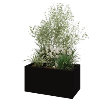 Poliester Korito za rože - Pravokotnik - 80 x 40 x 40 cm - RAL9005 mat (črna) - Z dnom